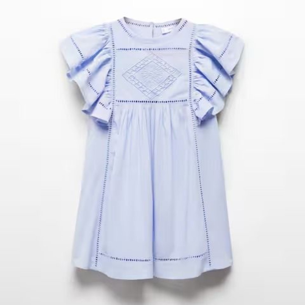 Mango BRODERIE ANGLAISE RUFFLED DRESS
